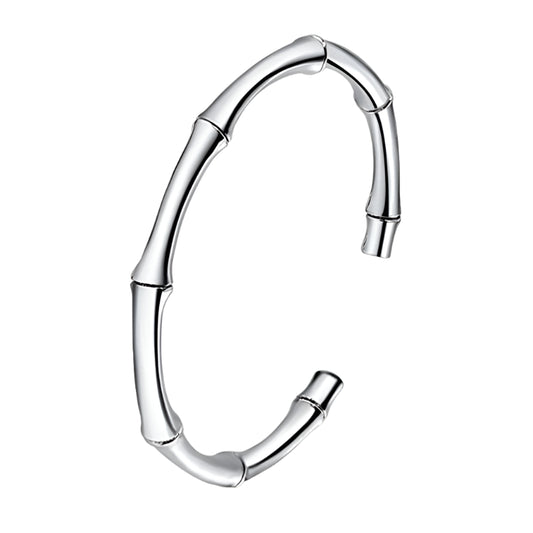 The Timberline –S925 Bamboo-Engraved Steel Cuff