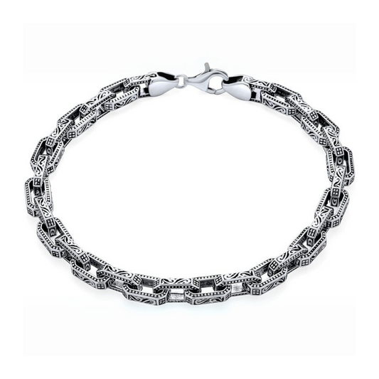 The Ironveil – Oxidized S925 Byzantine Chain Bracelet